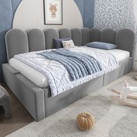 Bett Tagesbett Stauraumbett 90x200 Samt Grau HAVRYA