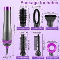 6 en 1 Brosse Soufflante, Seche Cheveux Brosse Lissante Ensemble de Brosse à Air Chaud Chauffante Lisseur Cheveux Volumateur