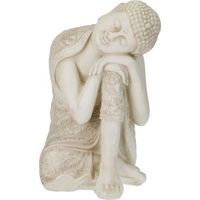 Relaxdays – Statue bouddha XXL en polyrésine – Dimensions H 61 x L 40,5 x P 38 cm – Résistante aux intempéries et au gel – Blanc crème - HLP 61 X
