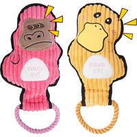 2-Pack Crinkle and Squeaky Dog Toys & Tough Tug of War Set - No Stuffing Chew-Resistant Plush Toys to Keep Them Busy, Best Birthday Gift for Small/Medium/Large Breeds (Ducks & Gorilla)