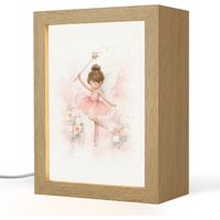 LAMPE DE CHEVET POUR ENFANT Ballerine - Fée - Fleurs - Rose 15x20 cm