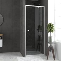 Porta Doccia pivotante bianca da 78 a 90x185 cm + Piatto doccia 80x80 - WHITY PIVOT