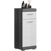 Niedriger Aufbewahrungsschrank SCOTT – 1 Tür und 1 Schublade – Dunkelgrau und Weiß – 37x88x31 cm