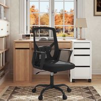 Klihome Bürostuhl ergonomisch, Drehstuhl Chefsessel mit Faltbarer Rückenlehne, drehbar und höhenverstellbar, Computerstuhl mit 360° schwenkbaren Rollen, Schwarz