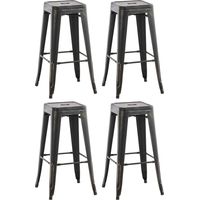 Lot de 4 tabourets de bar en métal empilables Joshua Noir-Or