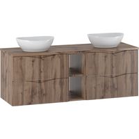 Doppelwaschtisch 140cm Tao mit 4 Schubladen, Holzoptik