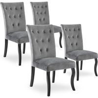 Lot de 4 chaises capitonnées Chaza Velours Gris