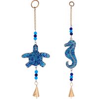2U Holzpendelleuchte mit maritimem Design in Blau