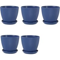 Pots de fleurs en plastique pour plantes, lot de 5 pots de 15 cm avec trous de drainage et soucoupe