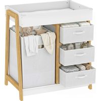AIYAPLAY Baby Changing Table with 3 Drawers, Basket, Waterproof Pad