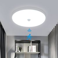 Plafonnier LED détecteur de mouvement 30W IP44, 2700LM, 6500K, lampe de plafond automatique pour couloir garage salle de bain
