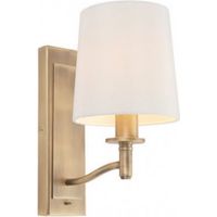 Endon Ortona - 1 Lumière Murale Laiton Antique Mat, Fausse Soie Blanche Vintage, E14