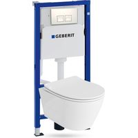 GEBERIT Duofix Basic Support Bâti-support + Lavita WC Praia suspendu blanc sans bord + panneau de commande Delta 25 blanc Kit complet WC