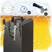 Komplett Set - Zapfanlage, Bierzapfanlage STREAM 50K mit Luftpumpe Bierkoffer, Durchlaufkühler 2-leitig Trockenkühler, bis zu 55 Liter/h - BLACK EDITION, Zapfkopf: ohne Zapfkopf 2: Köpi