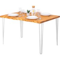 LAMO Manufaktur table pour salle è manger 120x80x76 cm (long. x larg. x haut.), Bois massif, Creative, Frène Foncé / Blanc, LEB-01-A-004-9016Cr