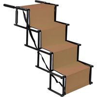SkectenZusammenklappbare Hundetreppe Edelstahl + Oxford Tuch Größe 101×76×47cm Braun