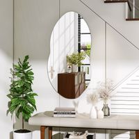 Koonmi Miroir mural sans cadre - Forme cacahuète - Verre trempé - 56 x 96 cm