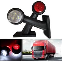 Lot de 2 Feux de position latéraux LED blanc et rouge feux indicateurs de position 12V-30V pour caravanes de remorque de camion