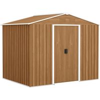Casetta da giardino in acciaio laminato marrone, 236x174x190cm, avec portes coulissantes, idéale pour rangement extérieur.