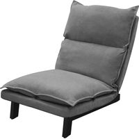 ML-Design Chaise de Sol Gris, Fauteuil Lounge de Relaxation Rembourré, Dossier Réglable, Housse Douce en Lin, Structure en Acier Robuste, Coussin de Siège Canapé Méditation, Lazy Sofa pour Salon