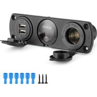 Panneau de commutation à 3 trous, double USB LED, voltmètre numérique, chargeur allume-cigare pour voiture