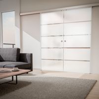 Tür doppelflügelige Schiebetür Glas Blockstreifen 1510 x 2035 Zimmertür Glasschiebetür - Griffmuschel