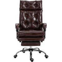 Poltrona ufficio pelle PU marrone schienale inclinable 135°