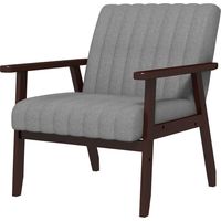 Poltroncina moderna imbottita tessuto legno cuciture tubolari grigio