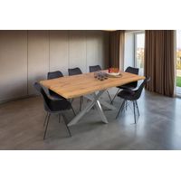 Esstisch Baumkante Holz-Optik Wildeiche 180 x 90 Spider-Gestell silber JOSY