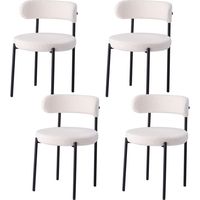 Wokaka – Lot de 4 chaises de salle à manger modernes blanches – Pieds en métal – Hauteur 79 cm – Dossier ergonomique pour confort optimal