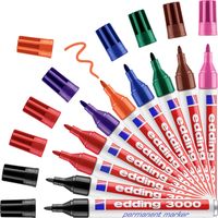 Edding 4-3000-10999 Permanentmarker Schwarz, Rot, Blau, Grün, Orange, Braun, Violett, Rosa wasserfe