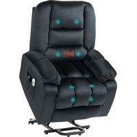 Fauteuil releveur électrique relaxation inclinable avec 8 points de massage vibrants 85x94x107 cm noir confort