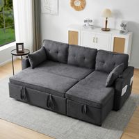 Schlafsofa mit Schlaffunktion, L-förmiges Sofa, modernes Design, Polstermöbel, Sofa, Loungesessel mit Stauraum, mit Getränkehalter, Wohnzimmer-Schlafsofa, links und rechts austauschbar