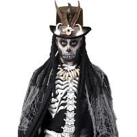 Deluxe Witch Doctor Top Hat - Deluxe Witch Doctor Hat - with Dreadlocks & Feathers - 52797