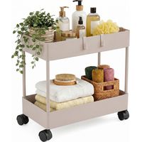 Relaxdays Carrito 2 niveles con ruedas, para cocina/baño/oficina, 38x39,5x21,5 cm, beige