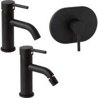 Lot De 3 Mitigeurs Pour Lavabo, Bidet, Et Douche À Encastrer Noir Mat Fassa