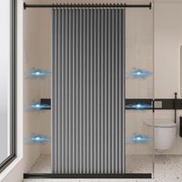 Rideau de douche pliable et imperméable, rideau de douche magnétique, rideau de douche en lin épais, non doublé, gris, 150 cm x 200 cm