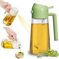 Bouteille distributrice d'huile d'olive (3 pièces), pulvérisable et versable, gadget de cuisine polyvalent, qualité alimentaire, barbecue (vert)