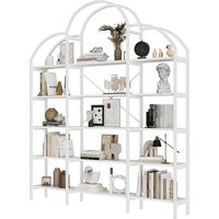 Bücherregal mit 5 Ebenen Wolkenform Dekor und schlankem Design für Wohnzimmer und Büro 170×26×190 cm Weiß MDF Metall
