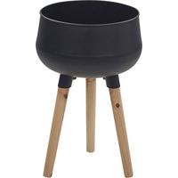 Vaso per Fiori Moderno con Gambe in Legno 30 x 30 x 47 cm Metallo Nero Agros