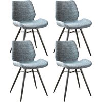 Set mit 4 Esszimmerstühlen aus Beau Blue-Chenille-Stoff – ohne