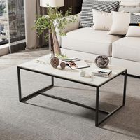 Unho – Table basse rectangulaire en pierre frittée – Résistante aux rayures et aux températures élevées – 100x60x43cm – Design scandinave blanc