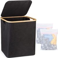Panier à linge en bambou avec couvercle amovible Panier à linge Panier à linge Panier à linge Panier à linge Panier à linge Grand panier à linge pliable Laundry Baskets 60 l
