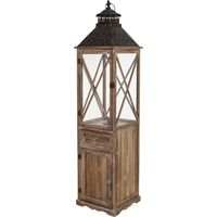 Farol de madera marrón 32x32x133h cm