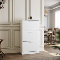 SIRHONA Portascarpe 63x30x120cm, Scarpiera Armadio a 3 Ripiani, Scaffale per Scarpe Moderno con Dispositivo Antiribaltamento Classico Facile da Montare - Bianco