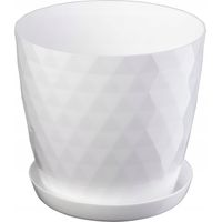 KADAX Pot de Fleurs en Plastique avec Soucoupe Intégrée, Pot de Plante pour Une Décoration Florale Moderne dans l'espace Interieur (25 cm, Blanc)