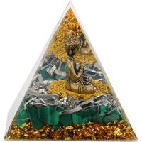 Statuette Bouddha en Résine Époxy avec Gravier, Décoration Pyramide Méditation Énergie Positive Durable