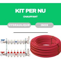 Kit plancher chauffant hydraulique 40 m² collecteur inox - tube PER Nu