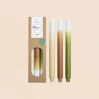 Set de 3 bougies dégradées beige, camel, vert 30cm