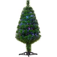 Sapin de Noël Artificiel Lumineux 90H cm Fibre Optique Multicolore + Support Pied 90 Branches Vert
